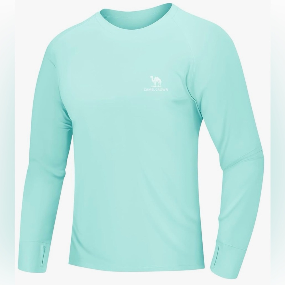 NWT Camel Crown Mens Sun Protection Shirts UV SPF UPF 50+ Long Sleeve Rash Guard